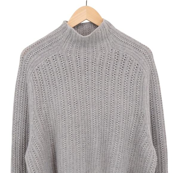 NWOT Madewell 100% Merino Wool Pointelle-Stitch Mockneck Sweater Grey Small - Picture 4 of 7